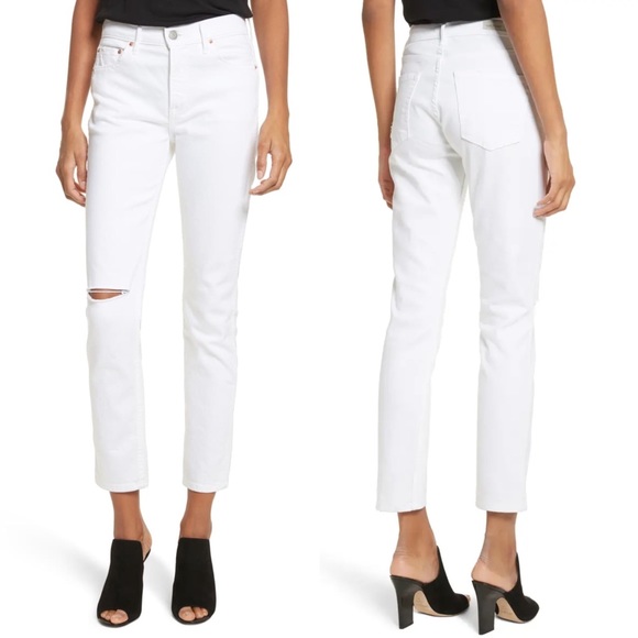 GRLFRND Denim - GRLFRND Naomi High Rise White Distressed Jeans